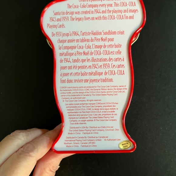 Coca-Cola Santa Shaped Tin with 2 Decks of Haddon Sundblom Santa Playing Cards - Picture 5 of 10